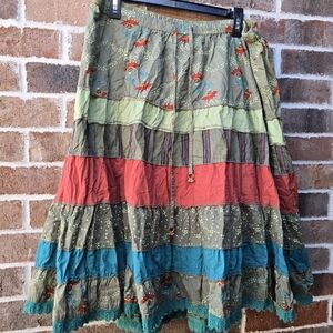 Venezia Multicolor Patchwork A-Line Skirt Size 18/20 Boho Cottagecore